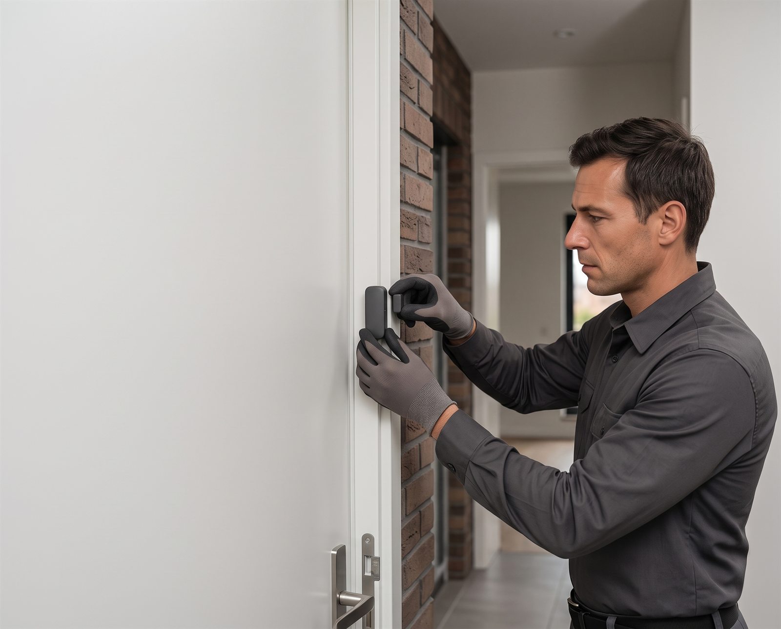 Pose précise d’un contact d’ouverture sur une porte d’appartement
