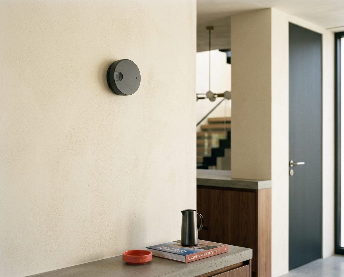 Détecteur de monoxyde de carbone installé dans un intérieur contemporain